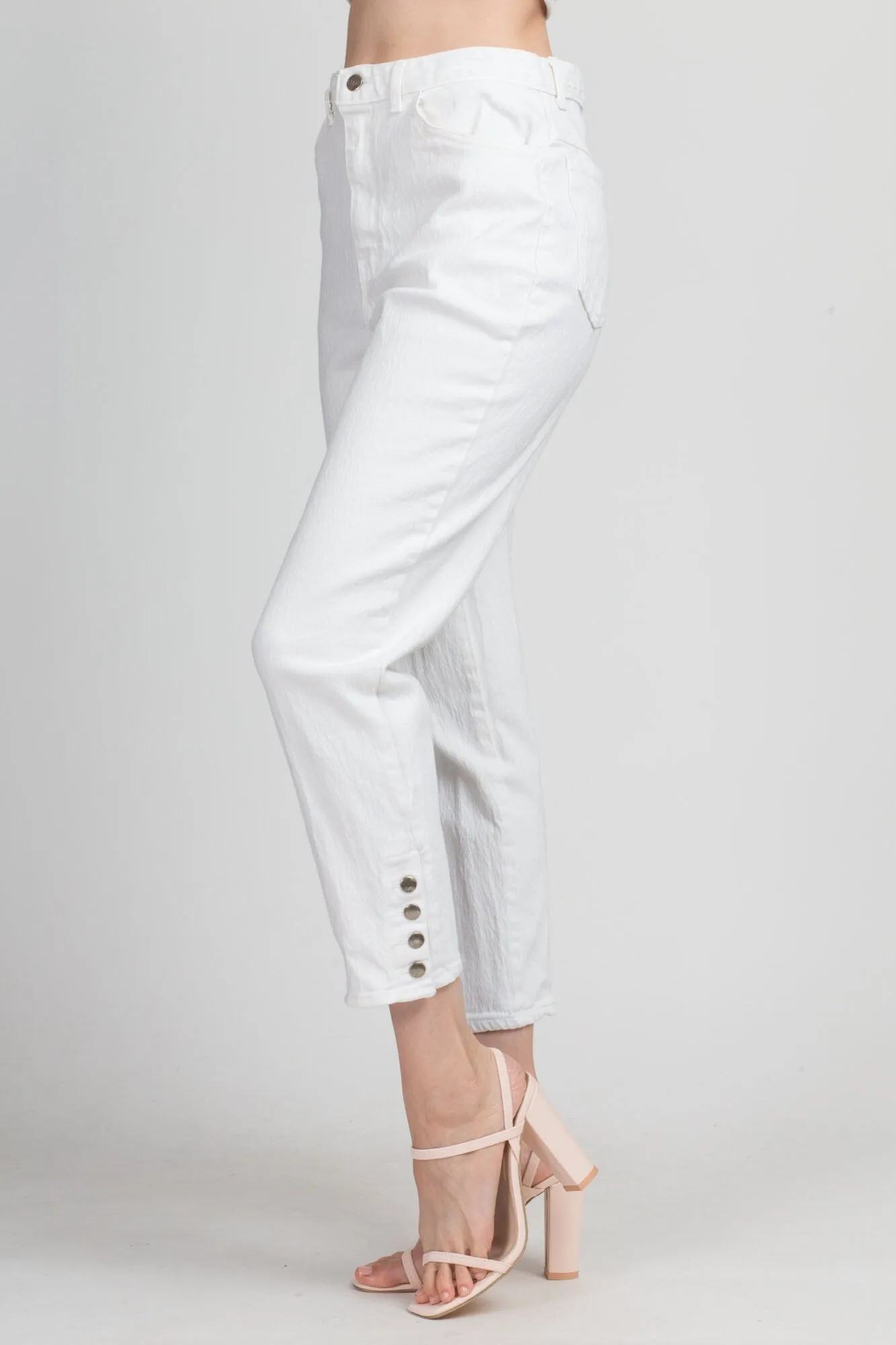90s White High Waist Stretchy Mom Jeans - Medium, 28"