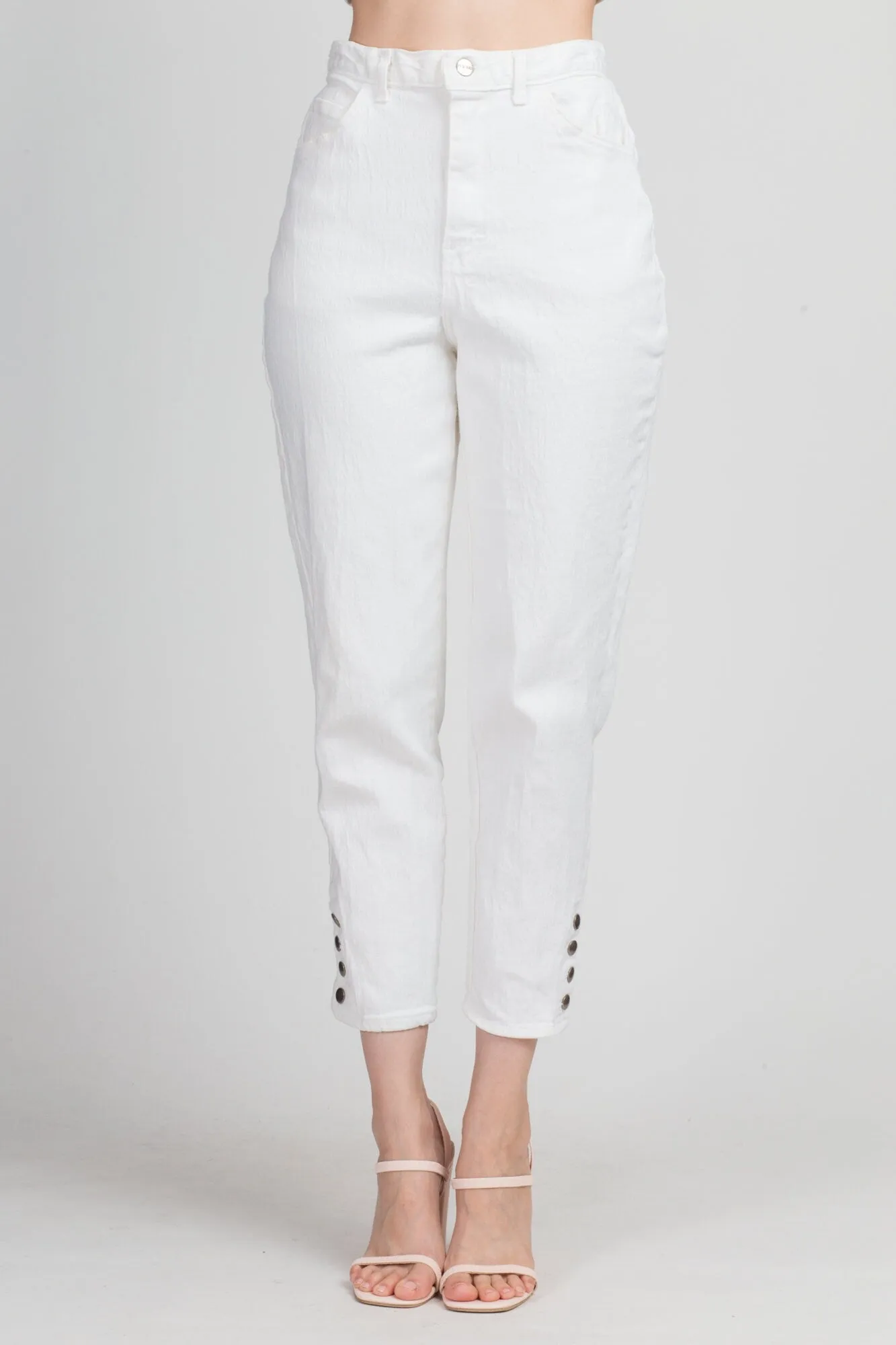 90s White High Waist Stretchy Mom Jeans - Medium, 28"