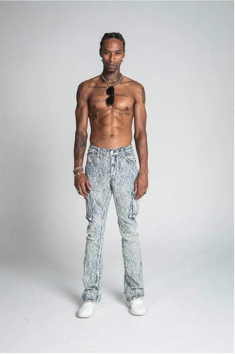 “A” FOR ASSET EMBROIDERY STACKED JEANS