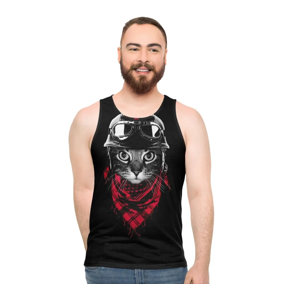 Adventurer Cat Unisex Tank Top | Cute Animal Graphics