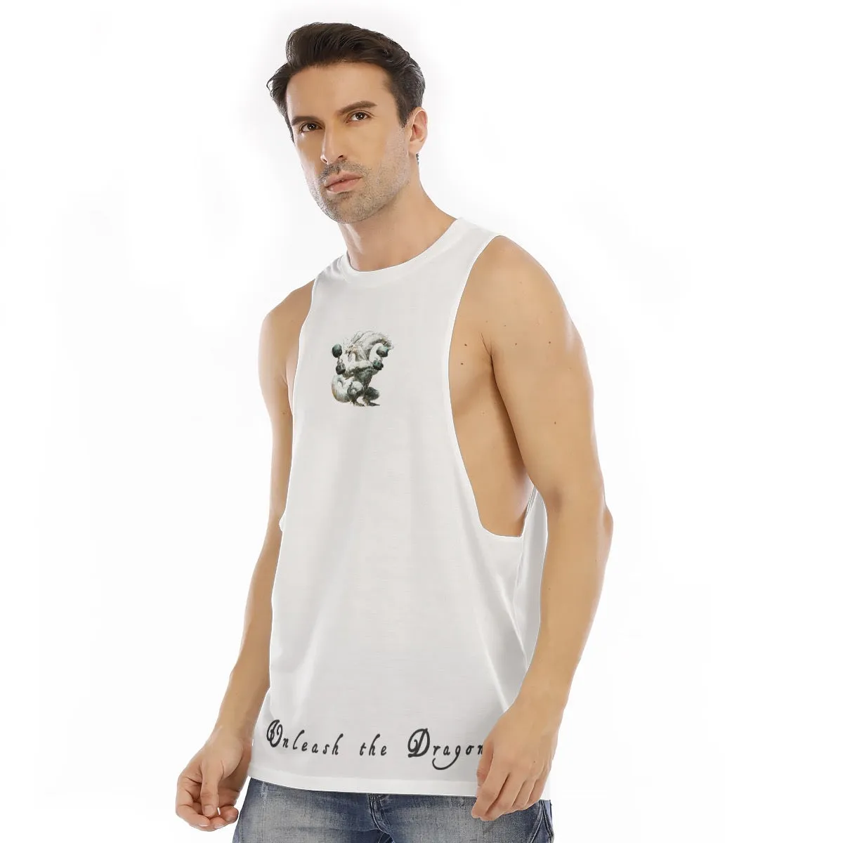 All-Over Print Men's O-neck Long Tank Top unleash the dragon