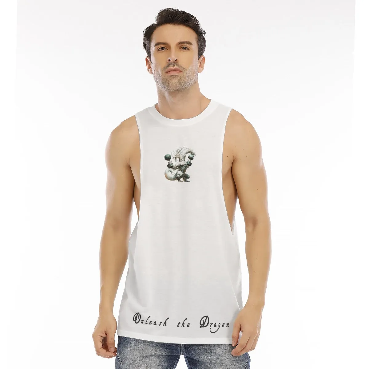 All-Over Print Men's O-neck Long Tank Top unleash the dragon