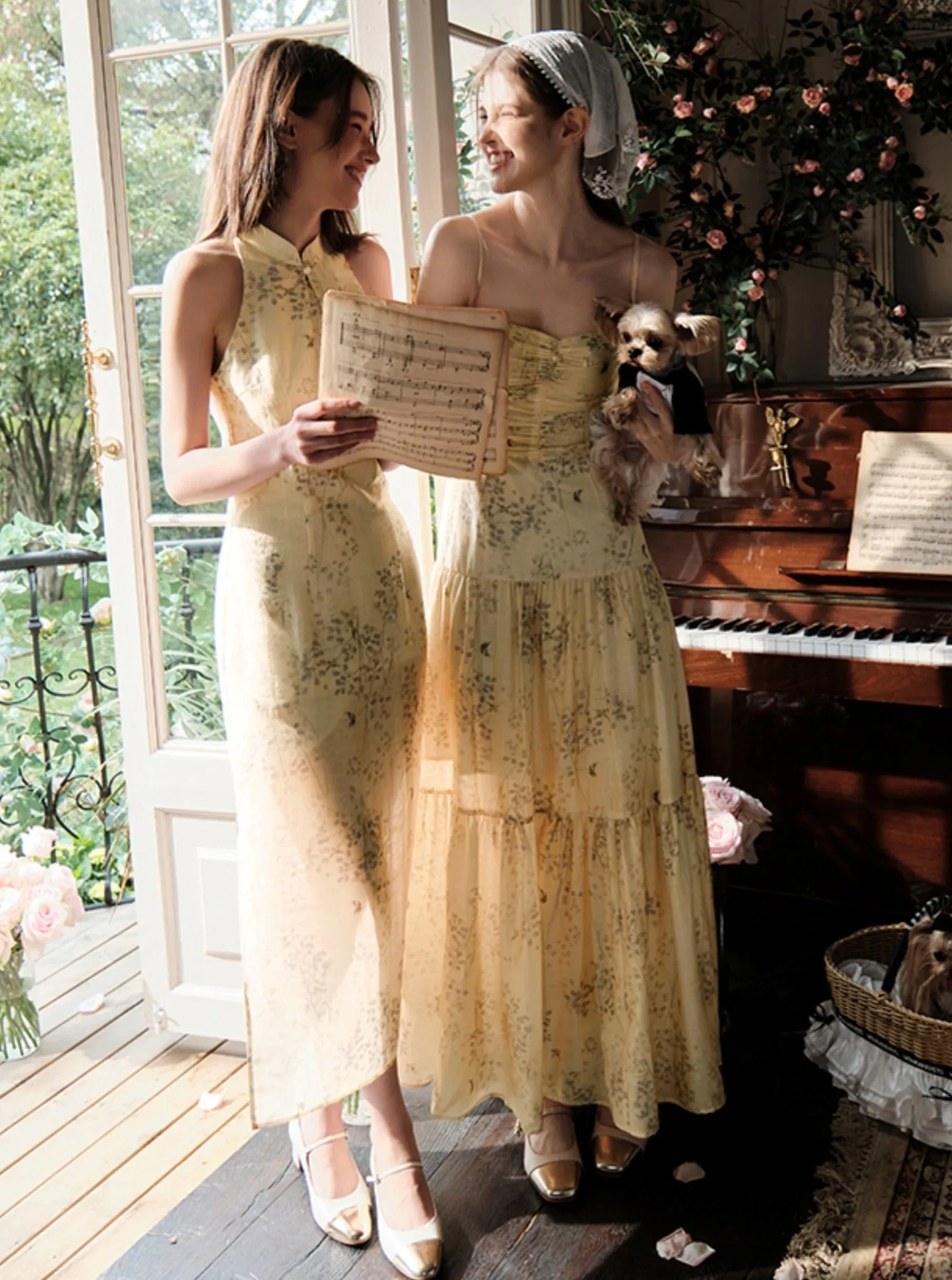 Begonia Print French Slip Dress