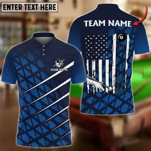Billiards Ball 8 To The New America ,Personalized Name Team Multicolor Options 3D Polo Shirt