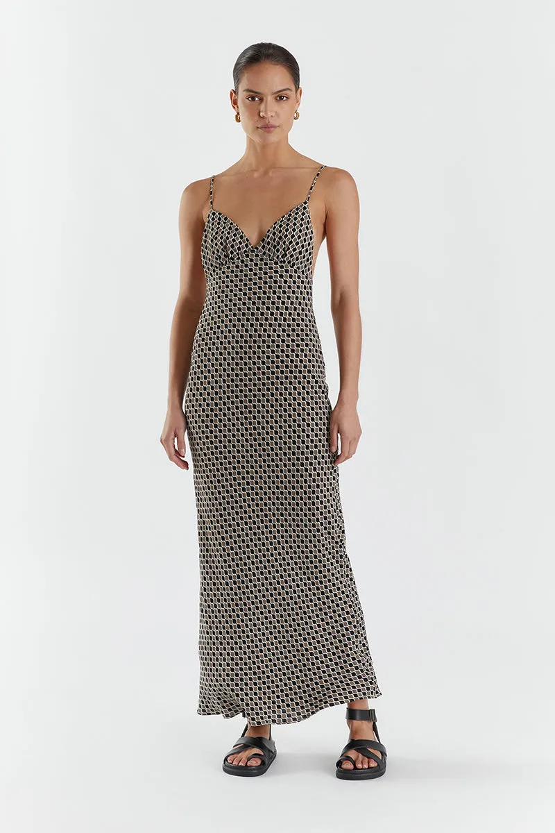 BROOKS GEO MIDI SLIP DRESS