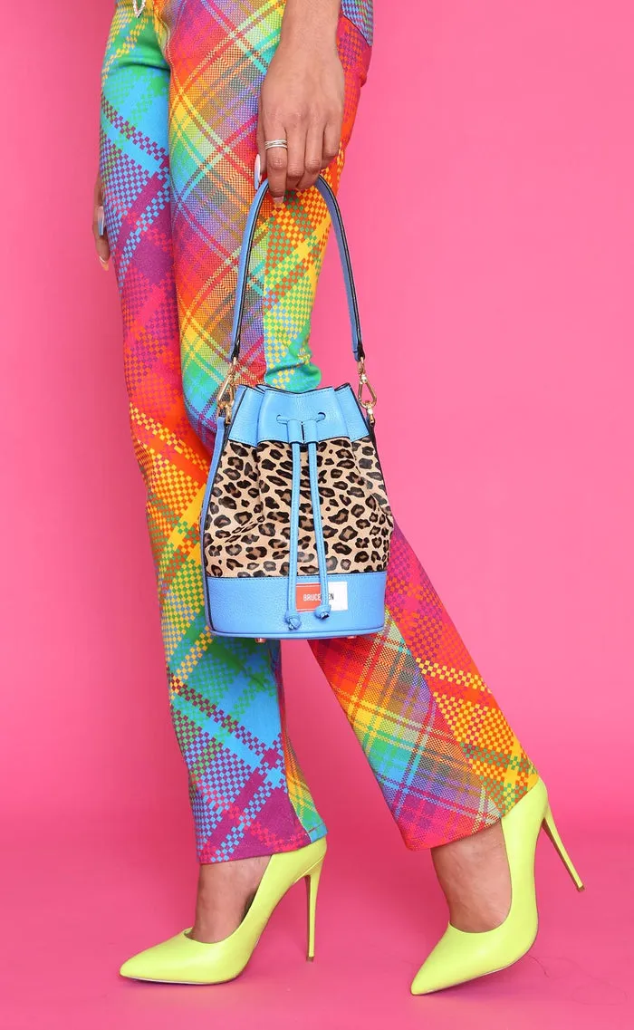 BruceGlen Rainbow Plaid Flare Jean