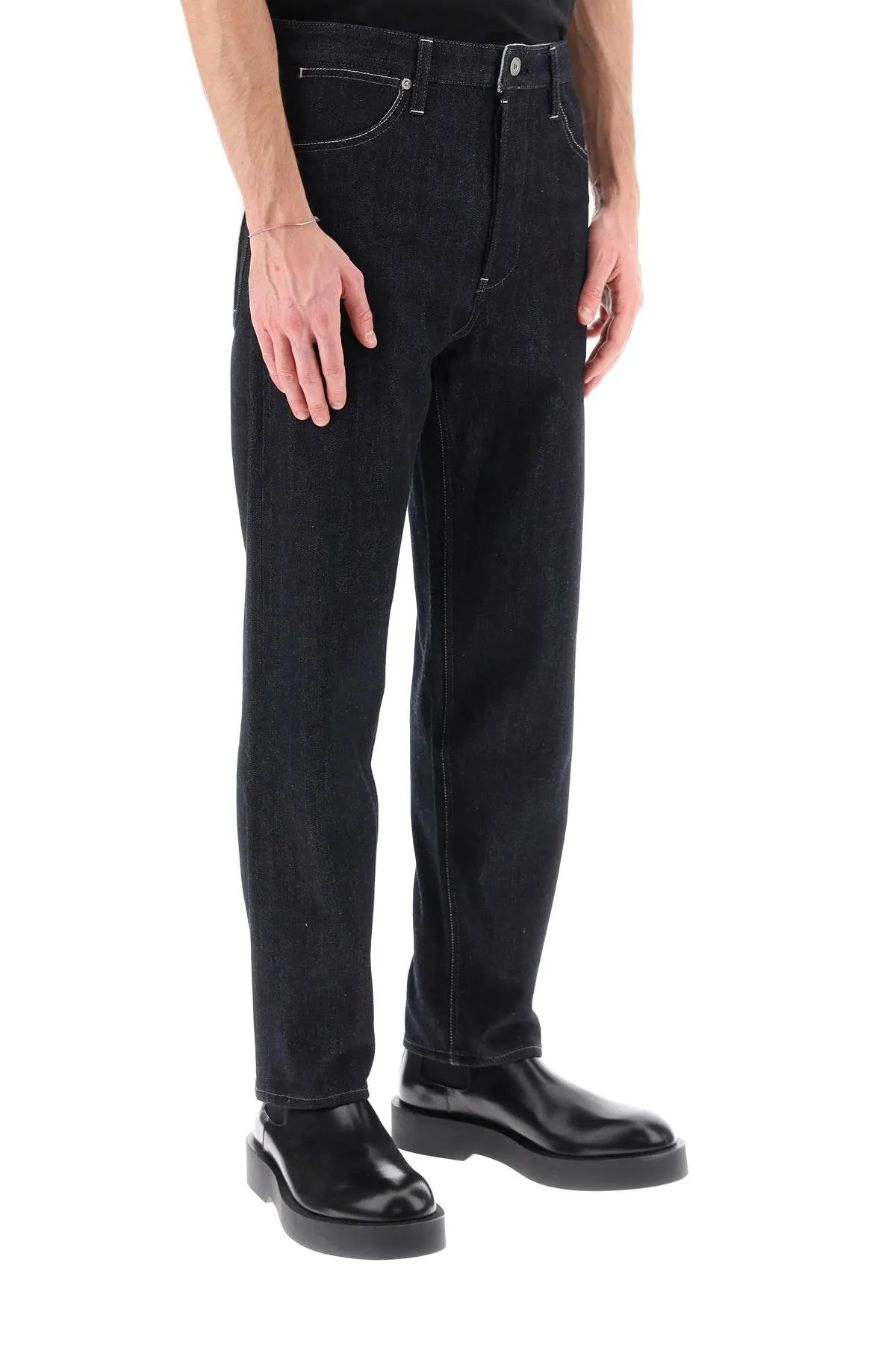 brushed-back straight jeans