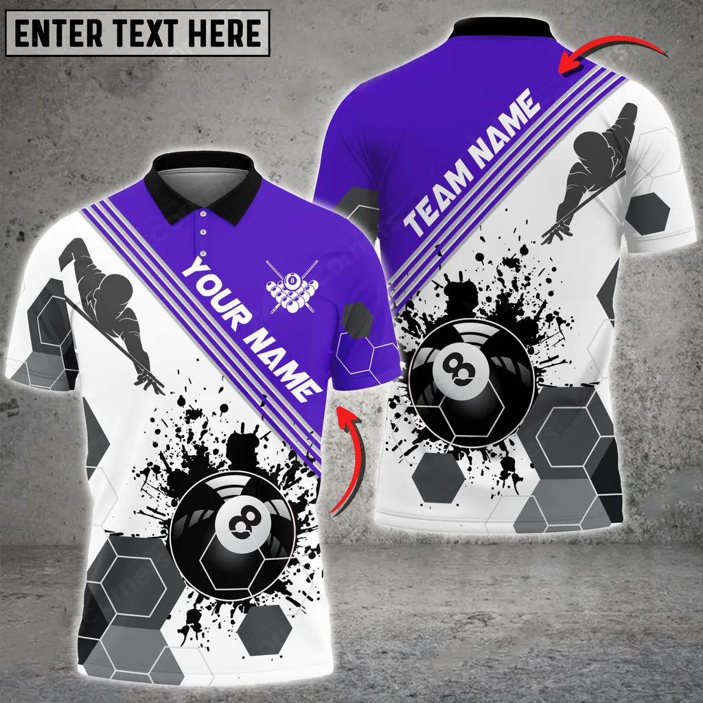 Coolspod Billiards Players Black Stains Personalized Name 3D Polo Shirt Multi Color Options