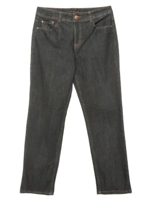 Dark Wash Zip Front Straight Fit Jeans - W32 L30