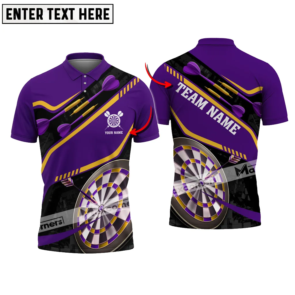 Darts and Arrow Multi Color Options Personalized Name Team Name 3D Polo Shirt, Best Shirt for Dart Lovers