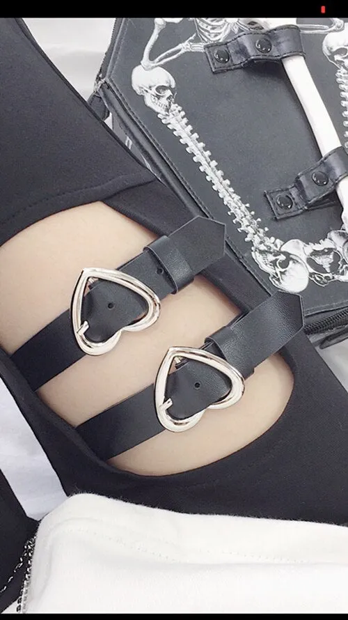 'Dead Walking' Black Alt Heart Shaped Pants