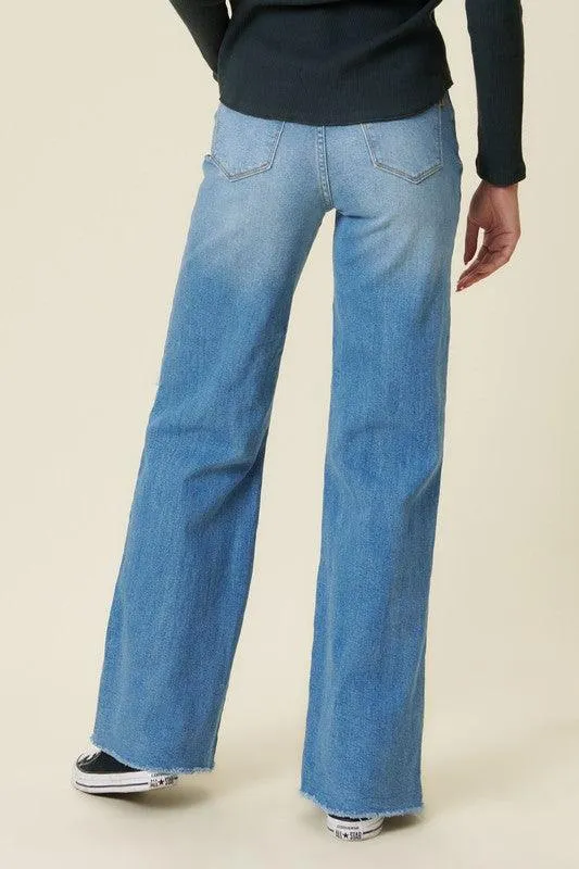 Distressed Wide Fit Jeans Medium Blue