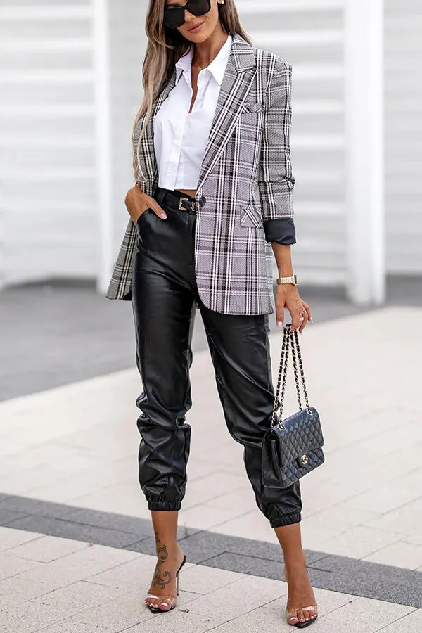 Don't Rush It PU Leather High Waist Cuffed Pants
