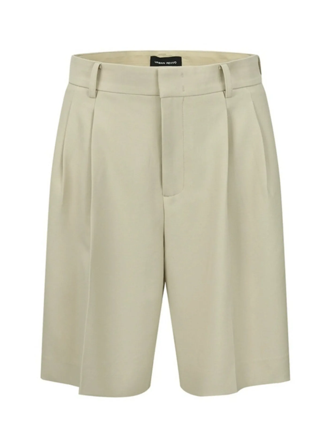Double Press-Pleated High Waist Suit Shorts