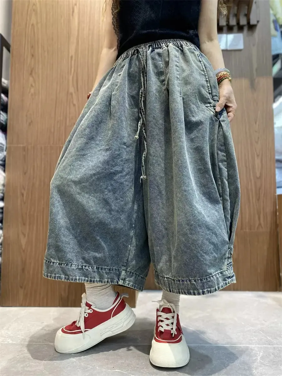 Elastic Waist Pants wide leg jeans jeans for women