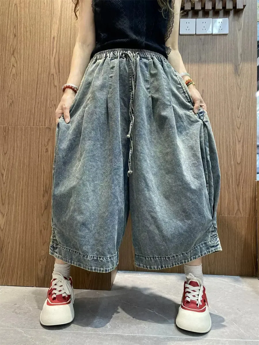 Elastic Waist Pants wide leg jeans jeans for women