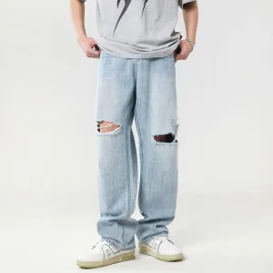 Fashion Personality Light Color Hole Jeans