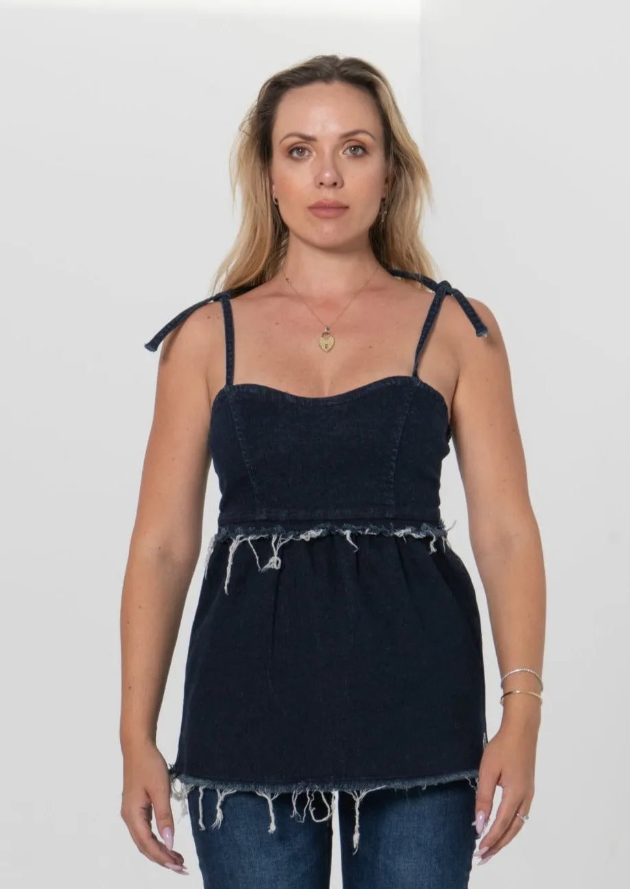 Frey Hem Sleeveless Top