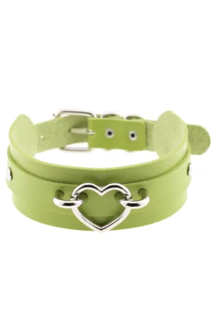 Green and Silver Heart Choker