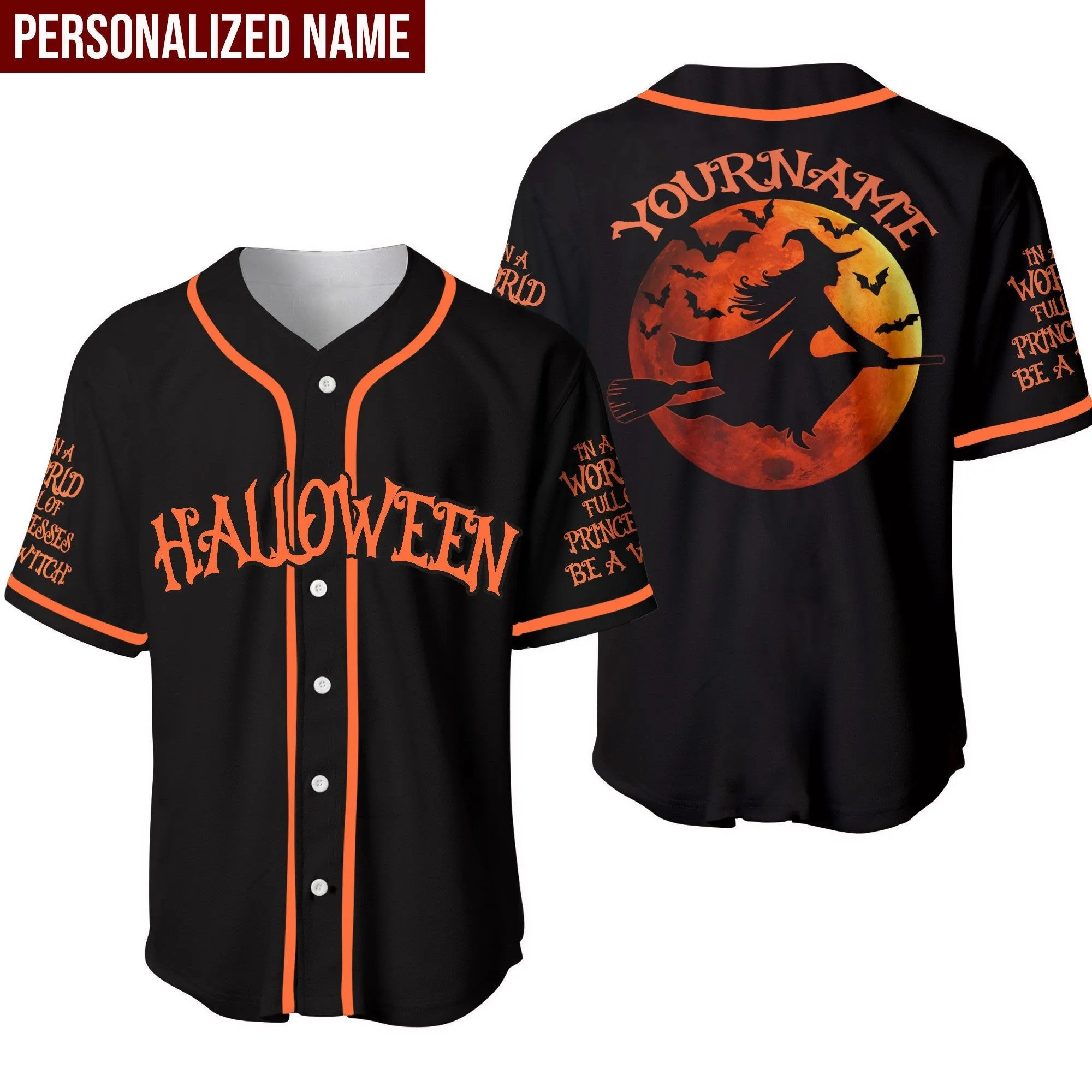 Halloween Witch Personalized Baseball Jersey, Gift for Woman, Halloween Shirt