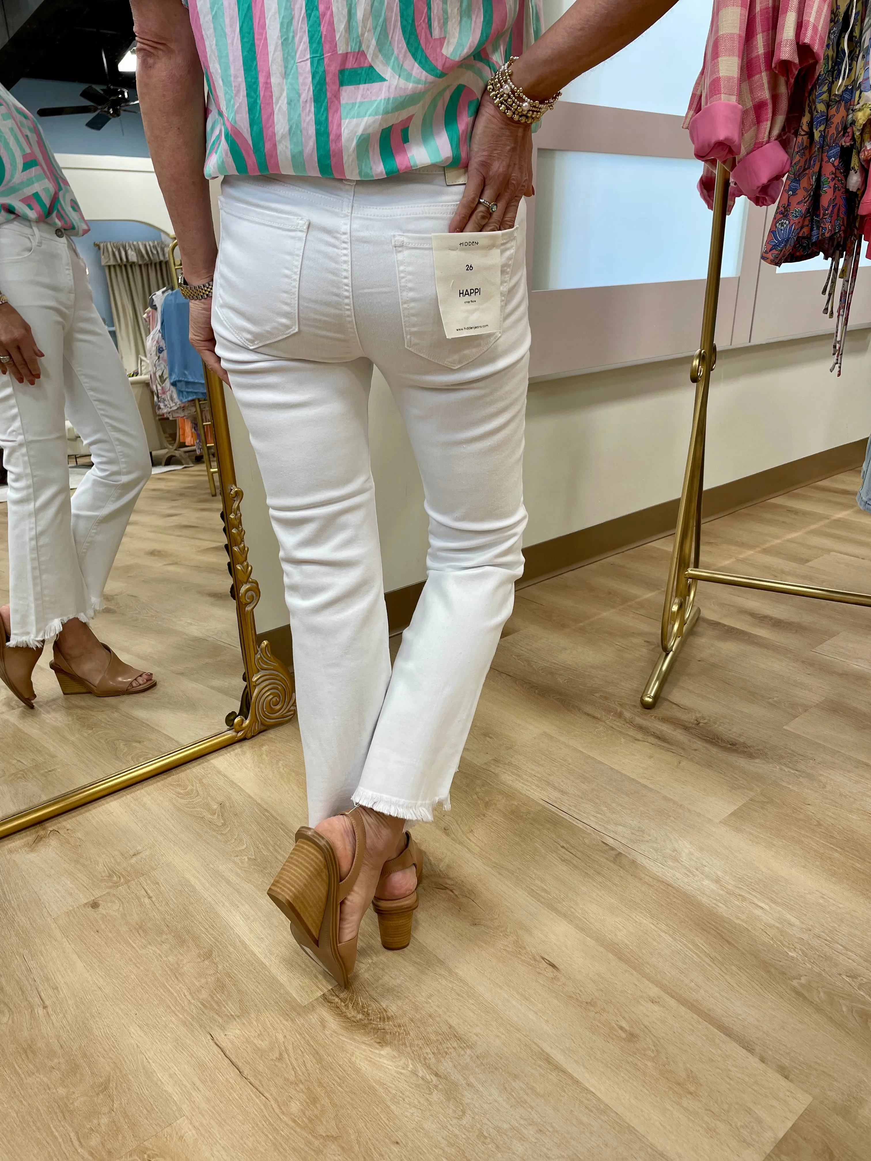 Hidden Happi High Rise Crop White