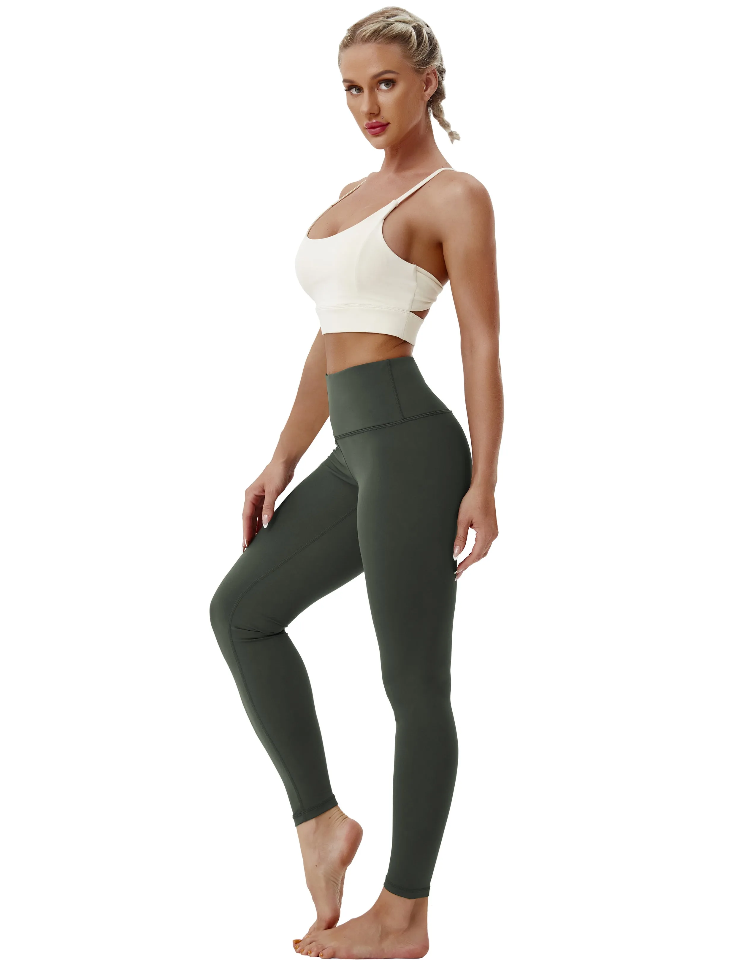 High Waist Gym Pants olivegray_Gym
