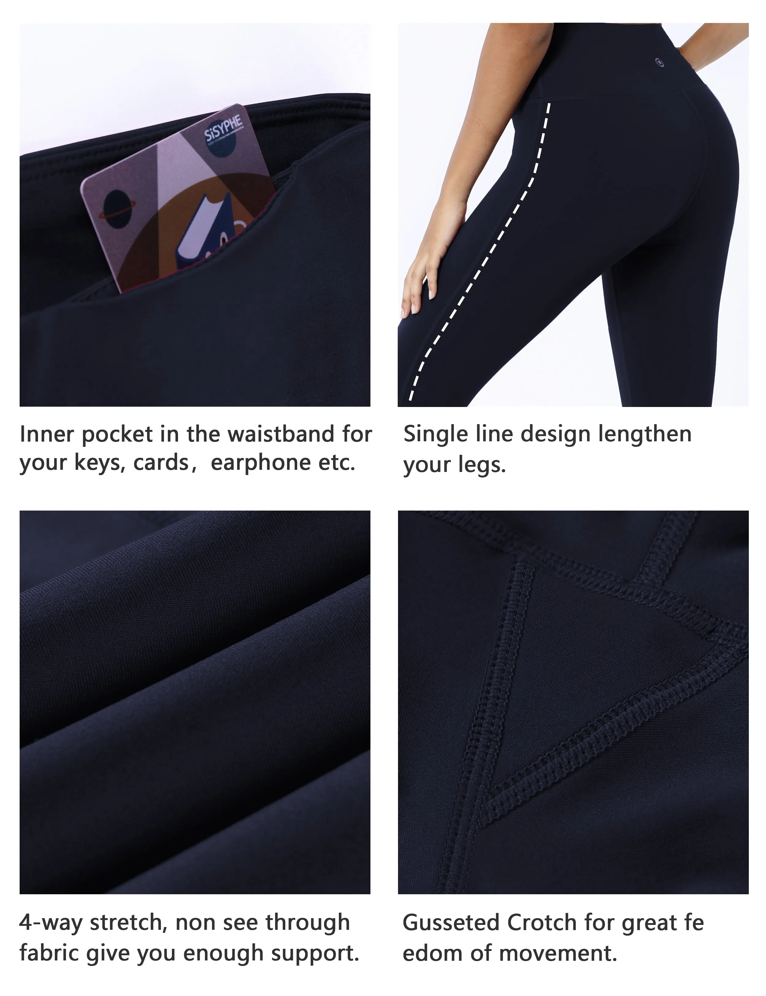 High Waist Side Line Running Pants darknavy_Running