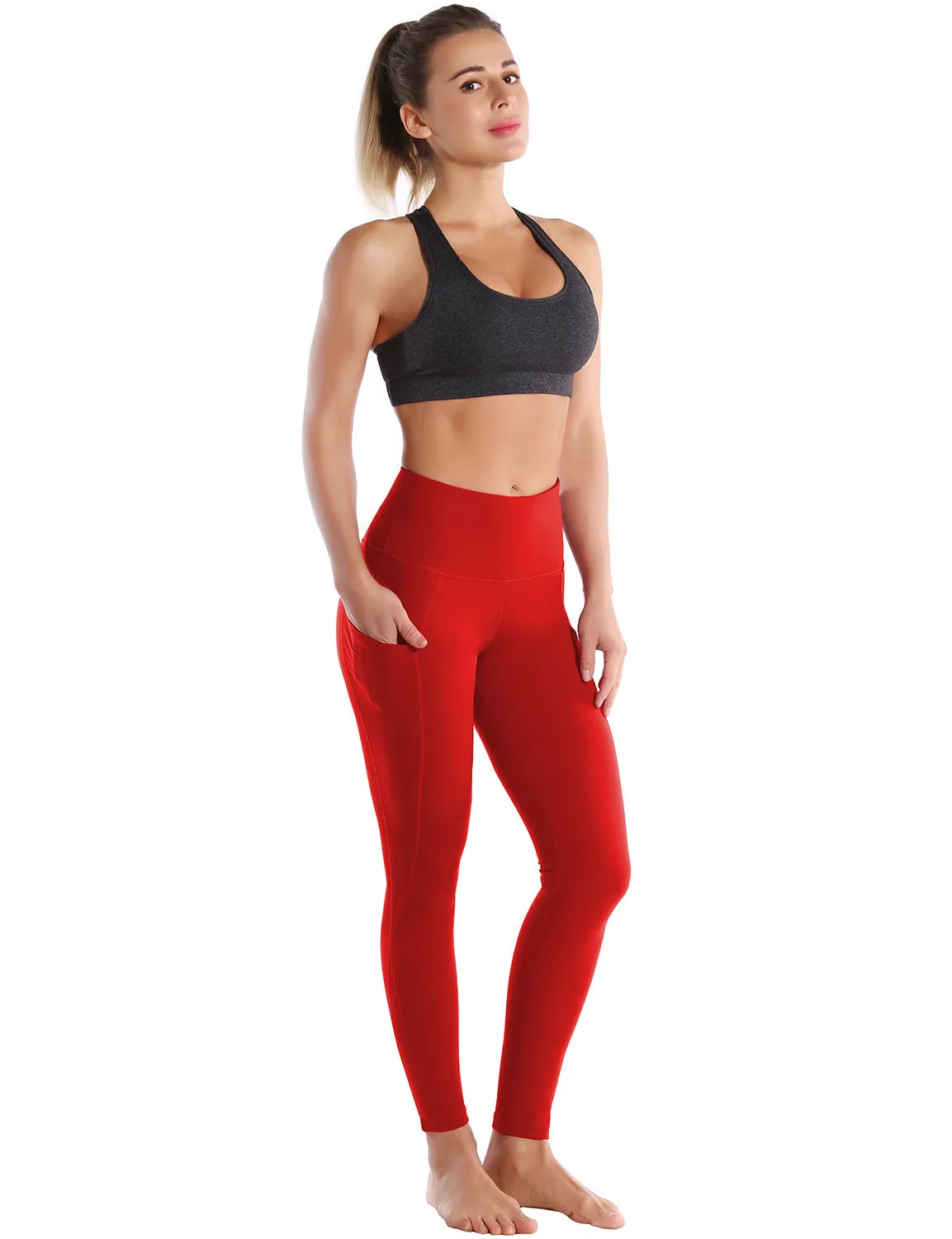 High Waist Side Pockets Jogging Pants scarlet_Jogging