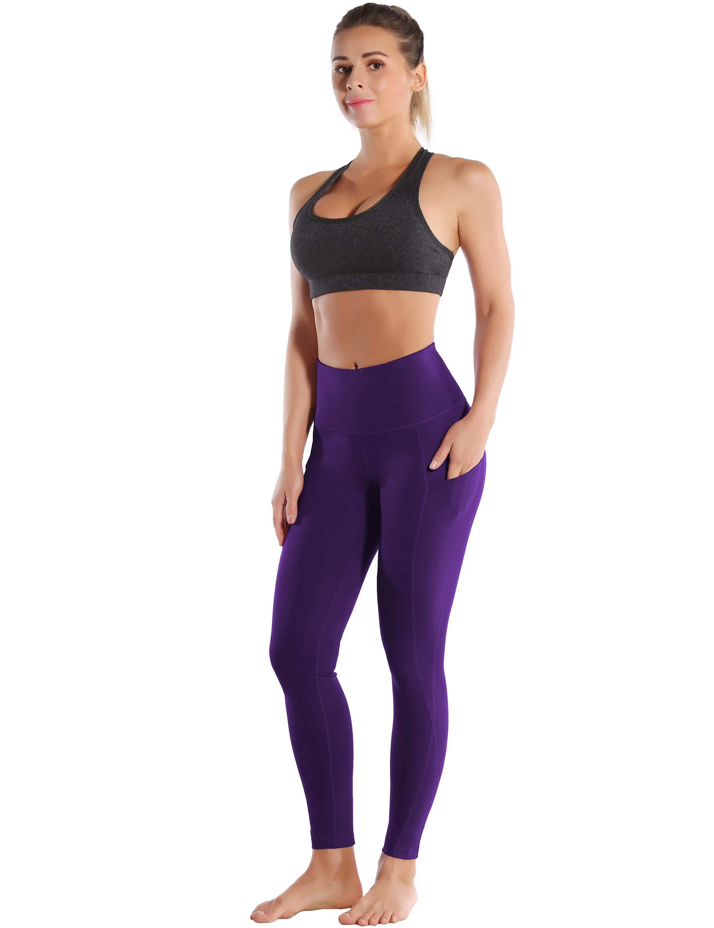 High Waist Side Pockets Running Pants grapevine_Running
