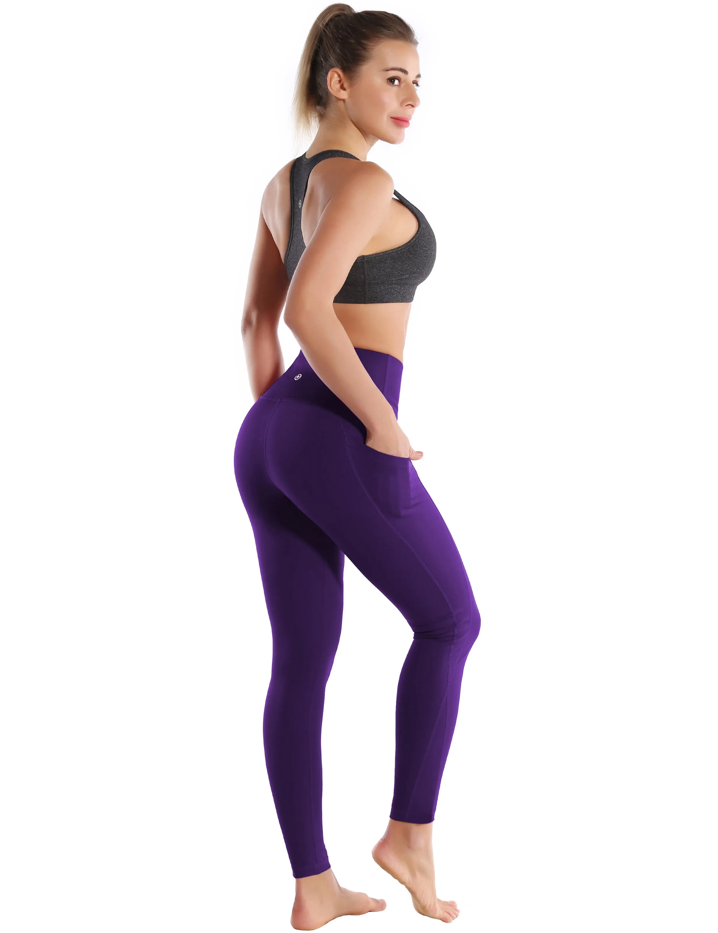 High Waist Side Pockets Running Pants grapevine_Running