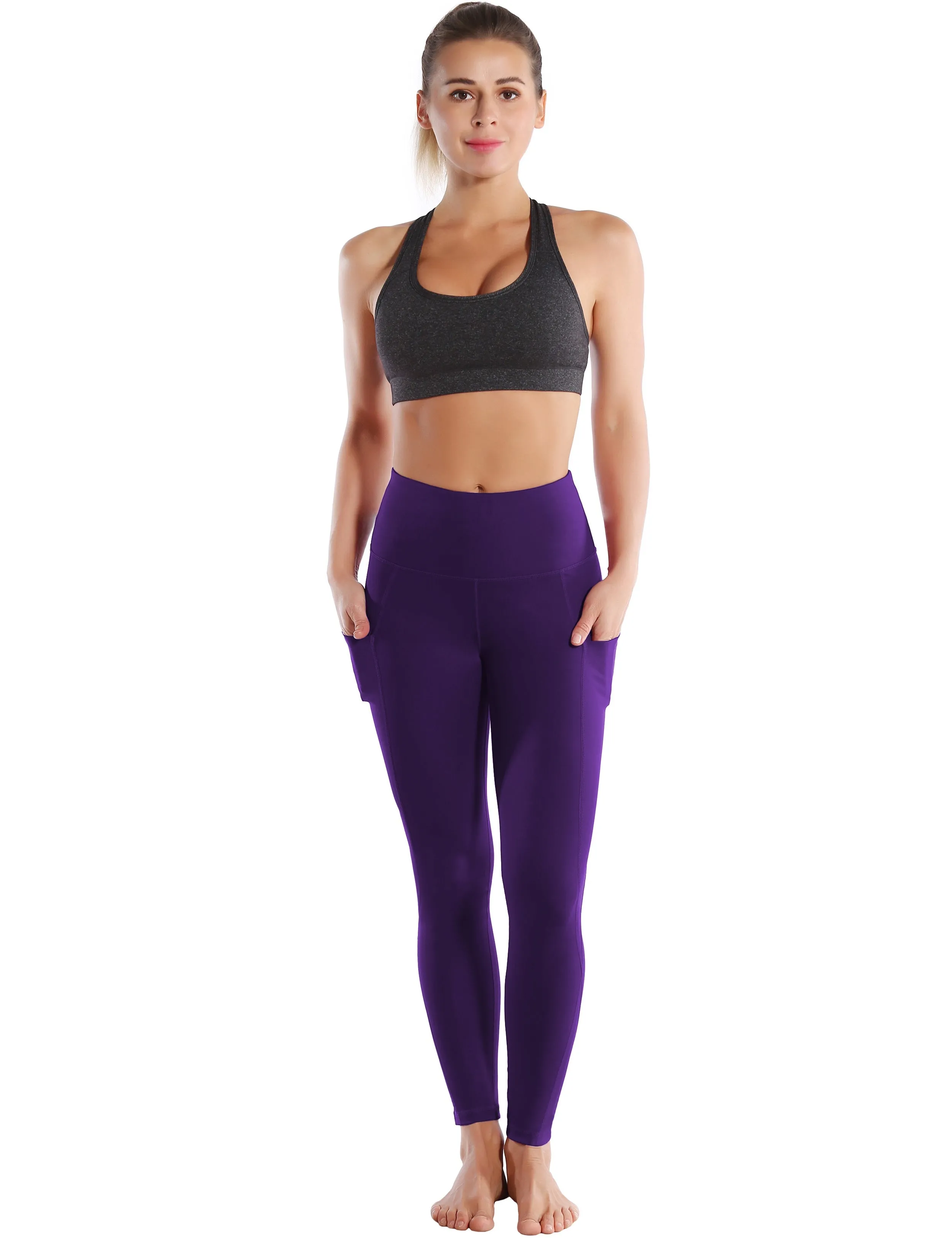 High Waist Side Pockets Running Pants grapevine_Running