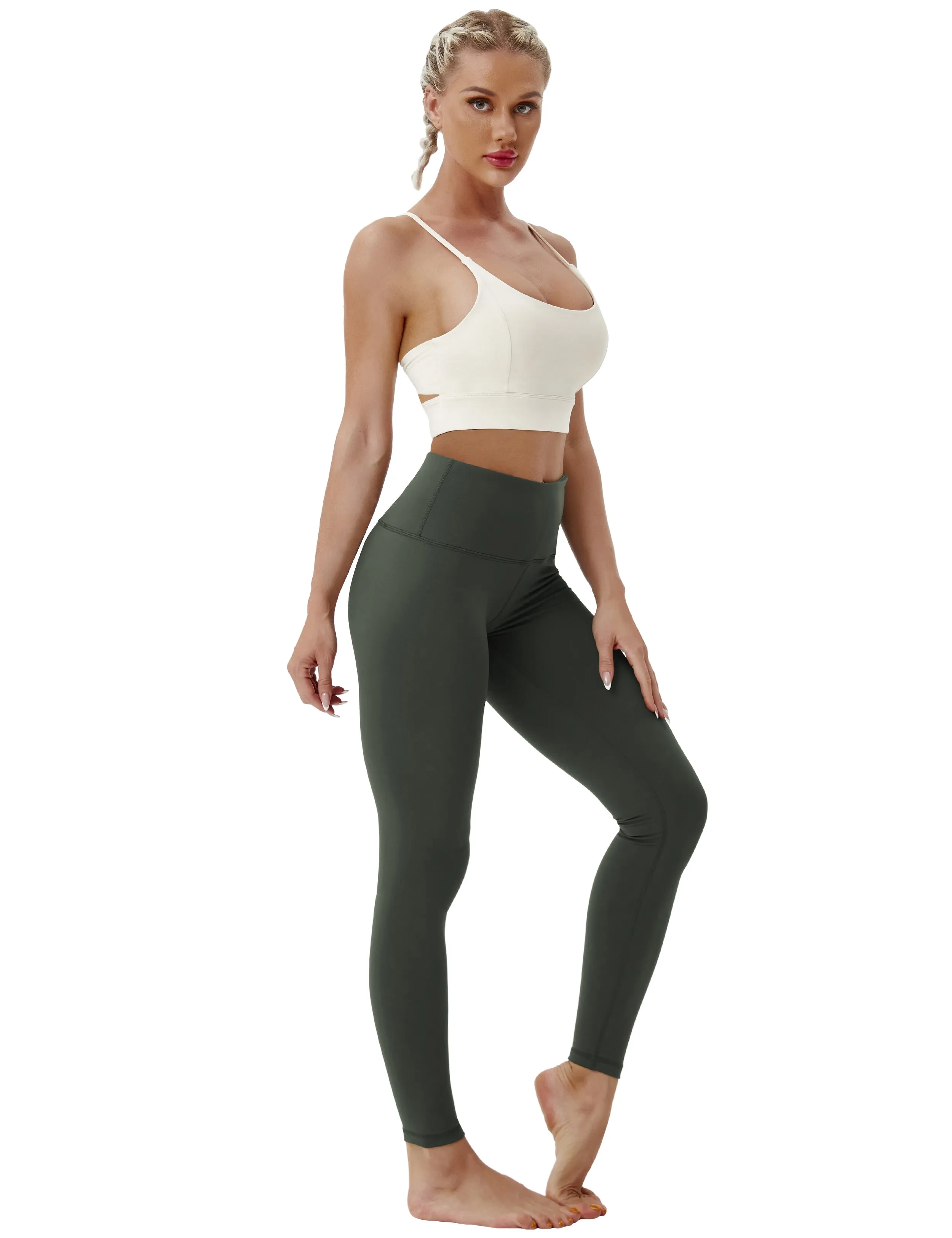 High Waist Tall Size Pants olivegray_Tall Size