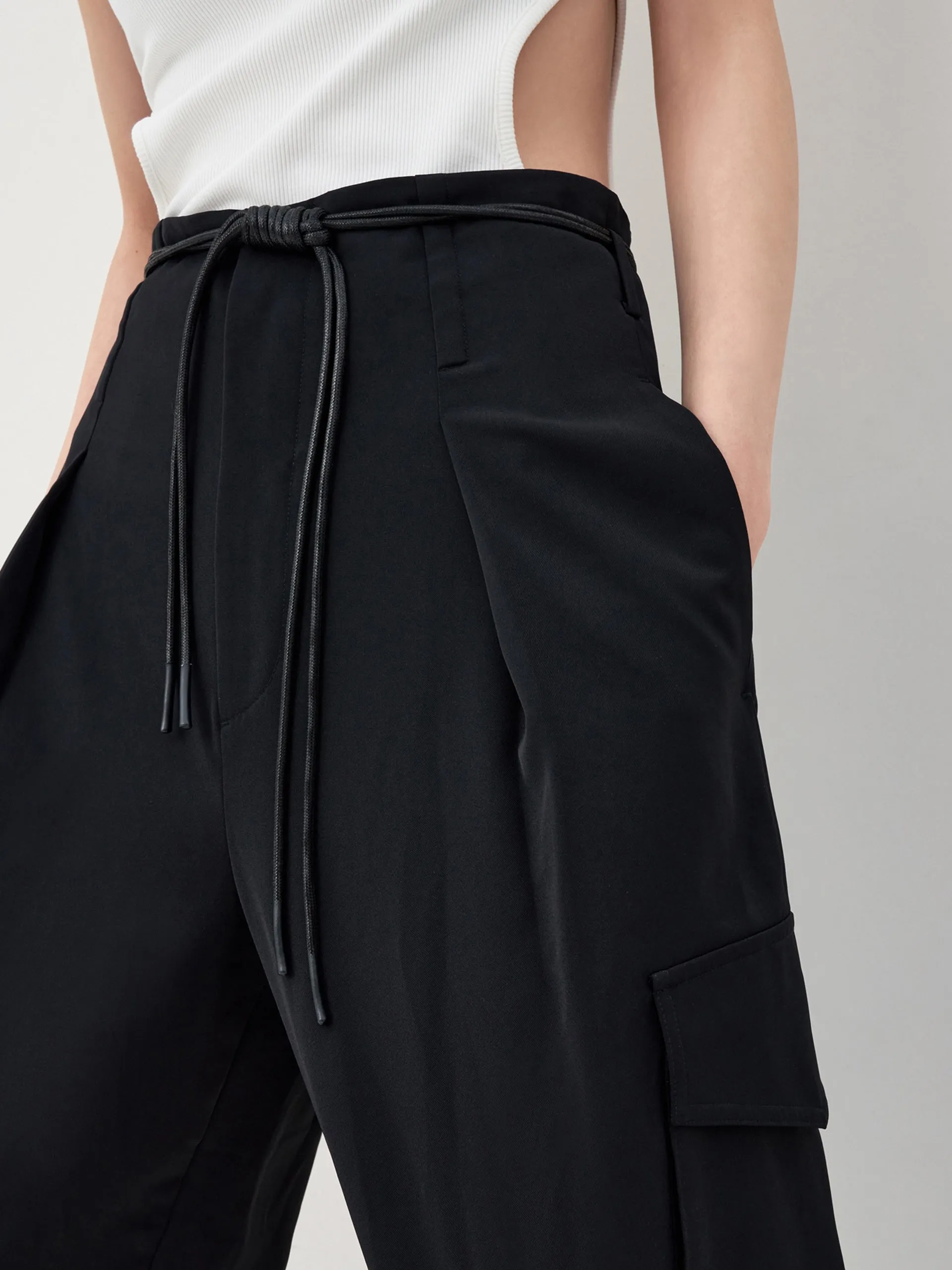 High Waist Tapered Cargo Pants