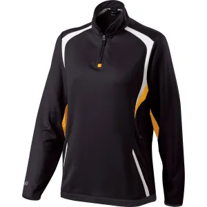 Holloway Women's Black/Light Gold/White Quarter Zip Transform Pullover