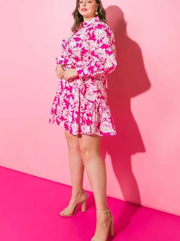 Katie Poplin Dress - Fuchsia