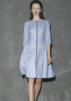 Linen midi dress woman pleated dress party dress (1312)