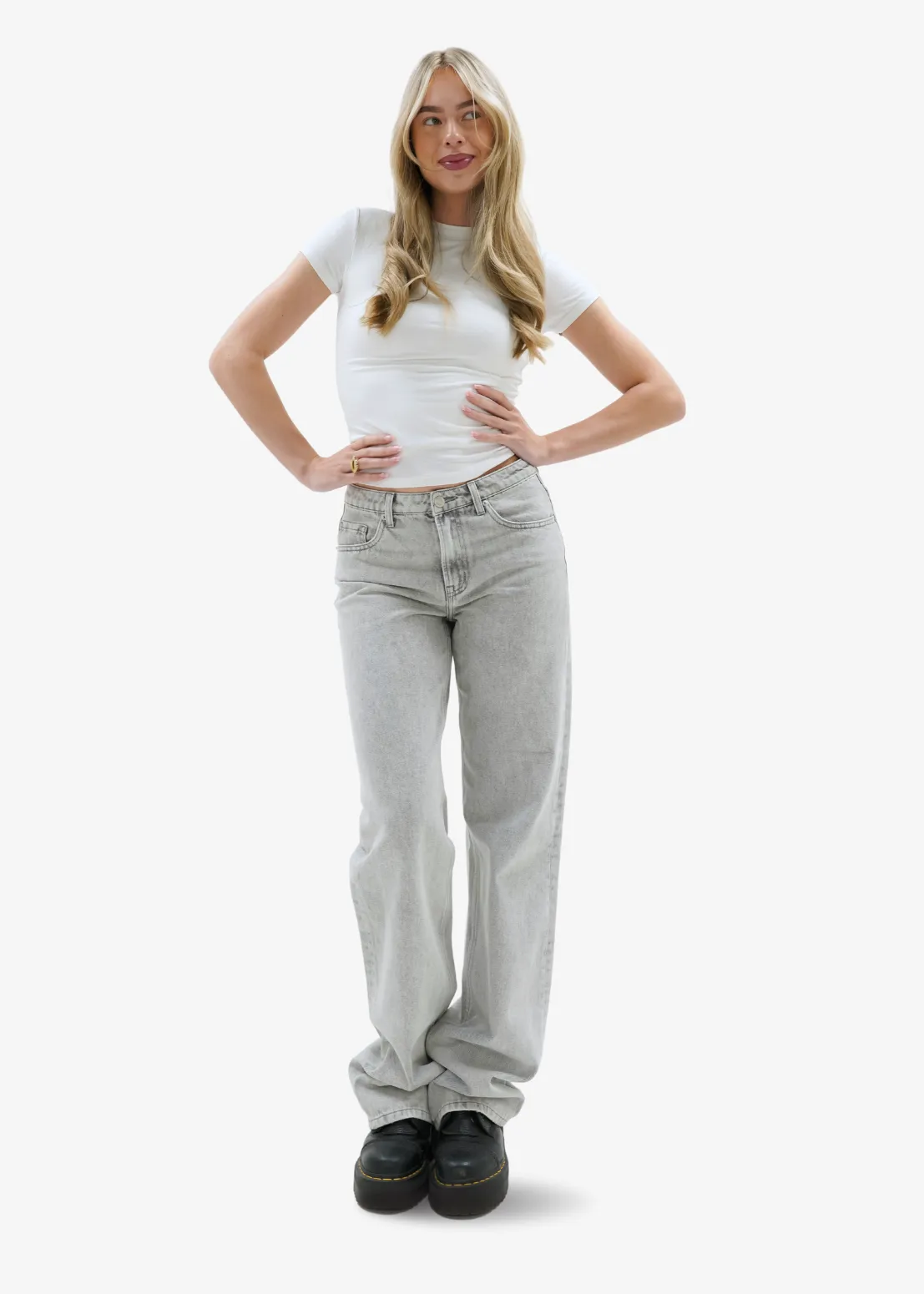 Low waist jeans light washed grey (TALL)