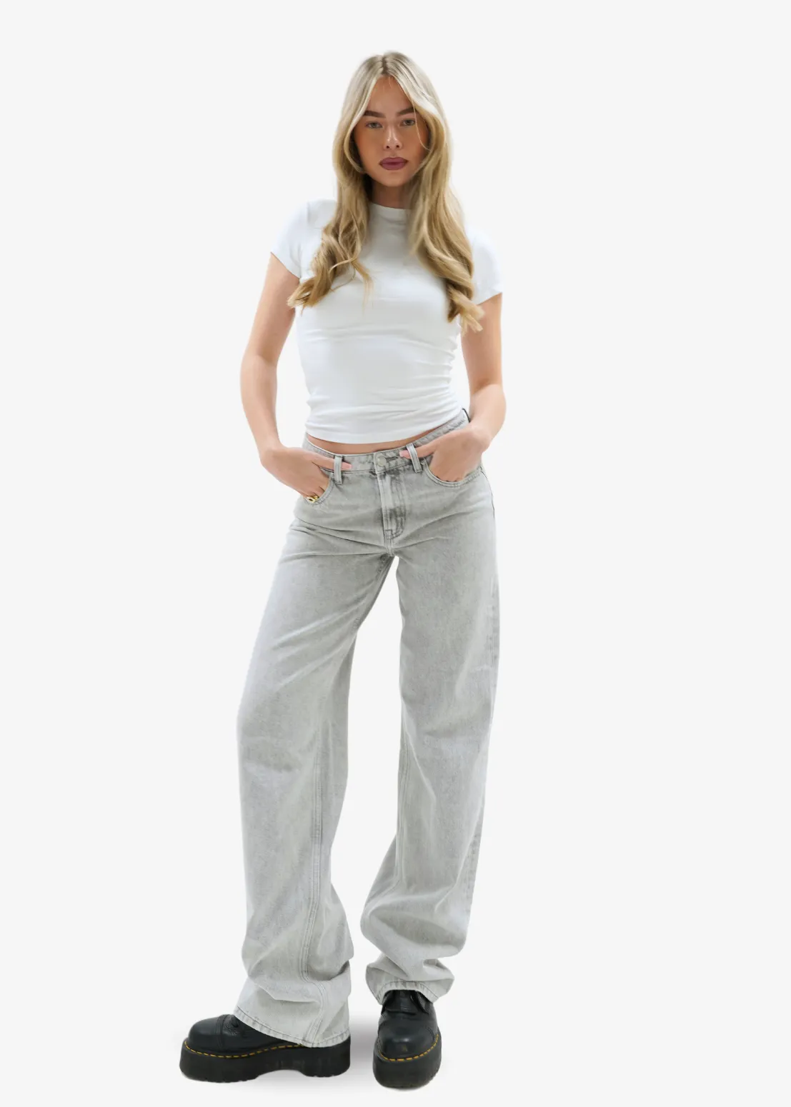 Low waist jeans light washed grey (TALL)