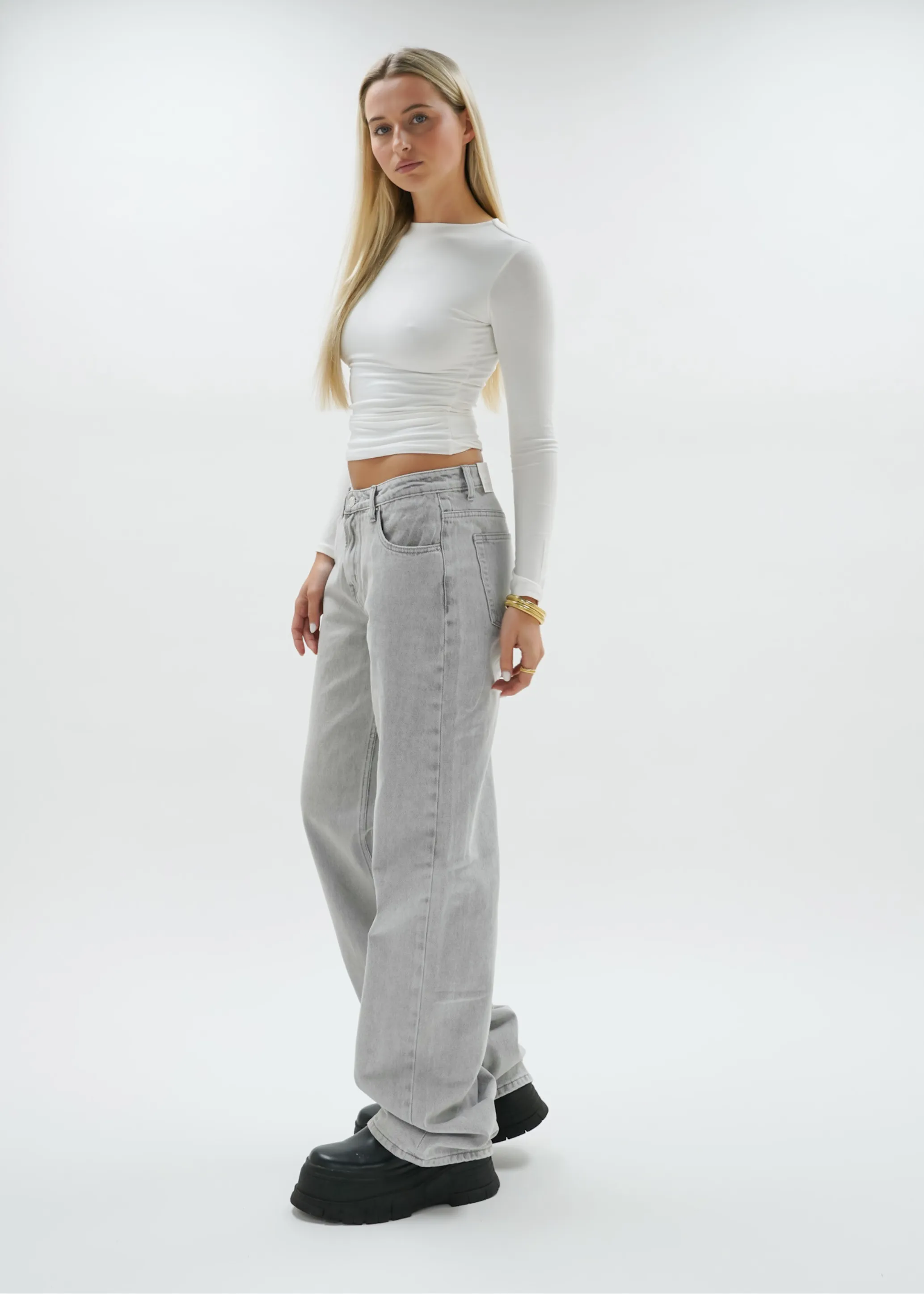 Low waist jeans light washed grey (TALL)