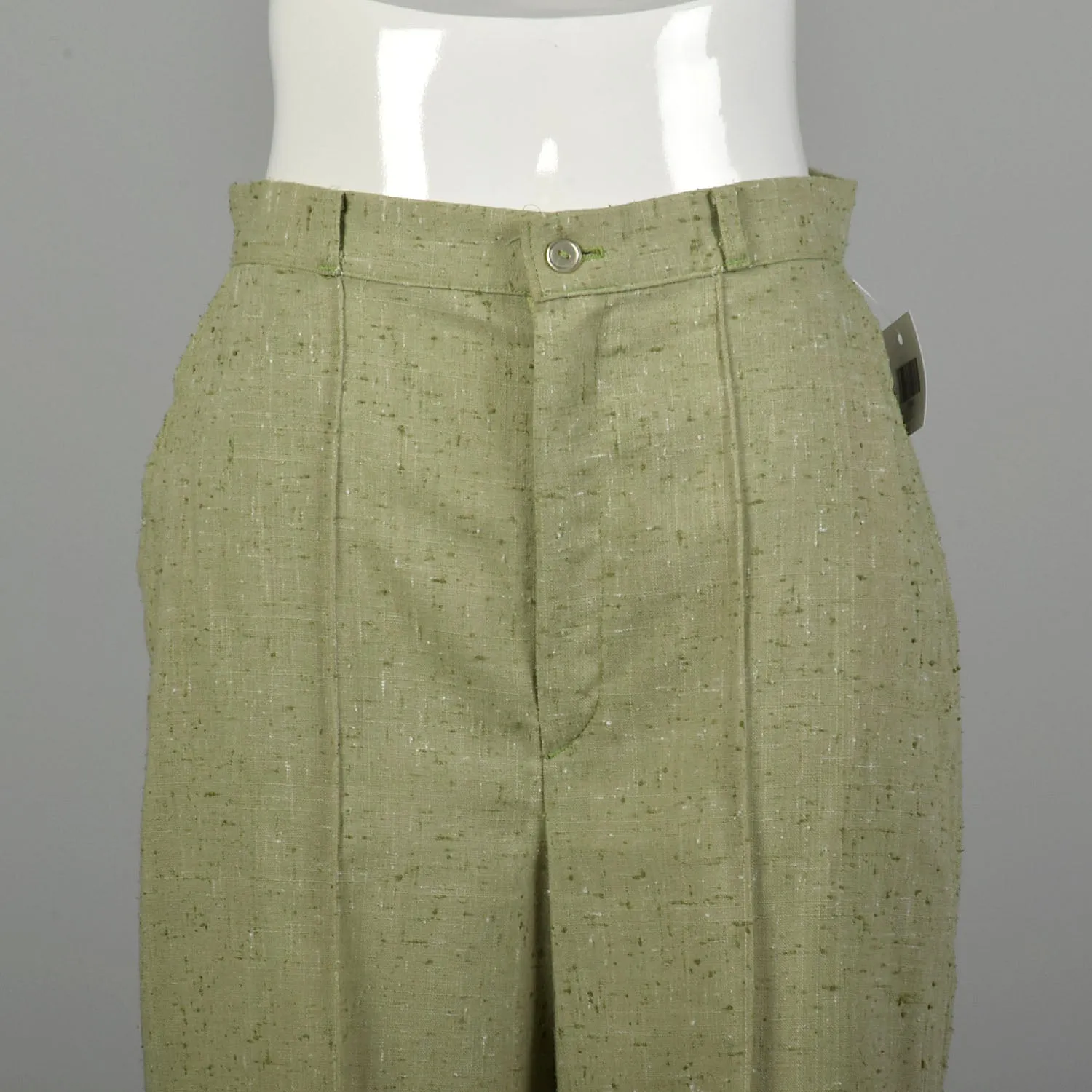 Medium 1970s Pants Green Grasshopper Applique Wide Leg High Waist