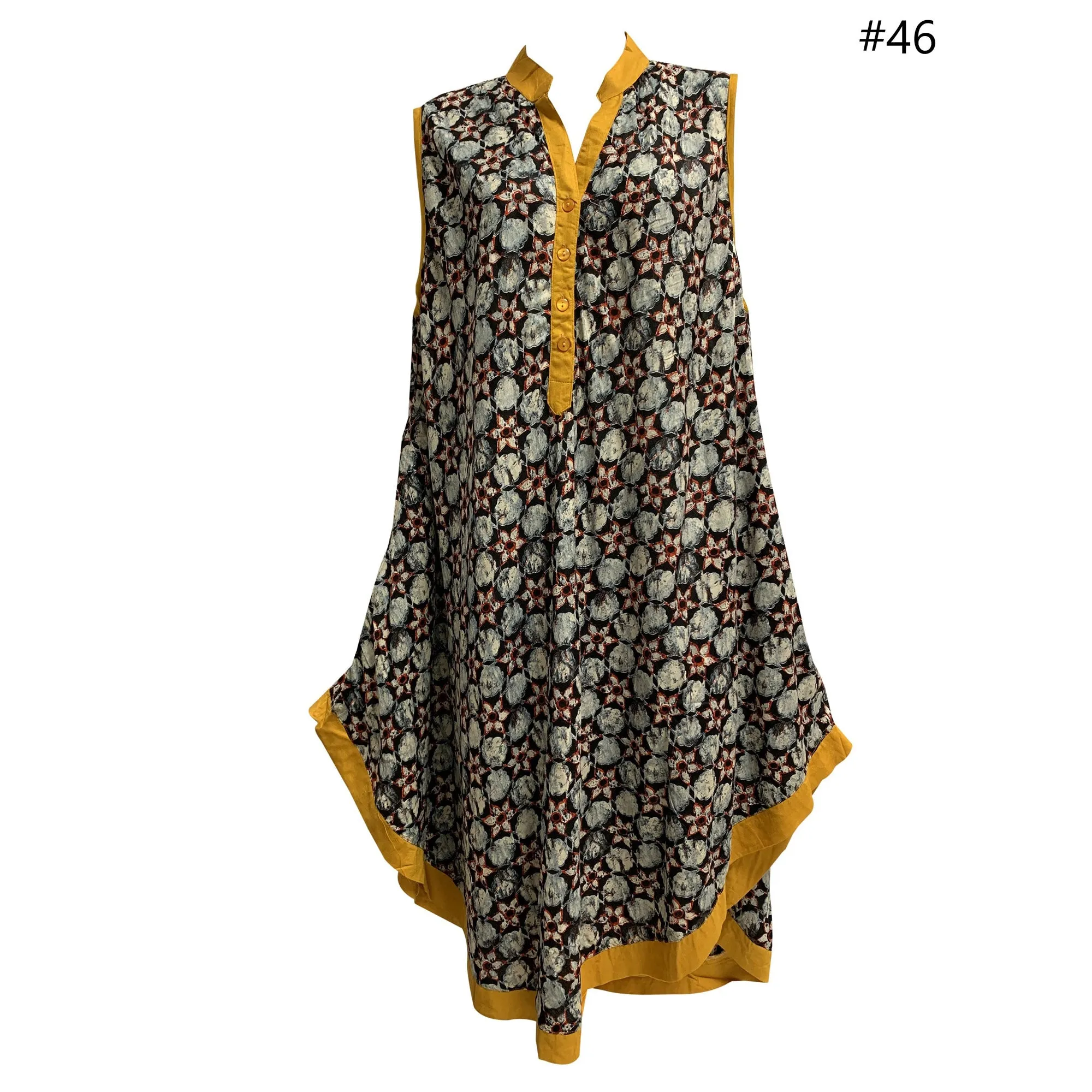 Missy Plus Sleeveless Floral Paisley Printed Collared Loose Summer Casual Dress With Pockets