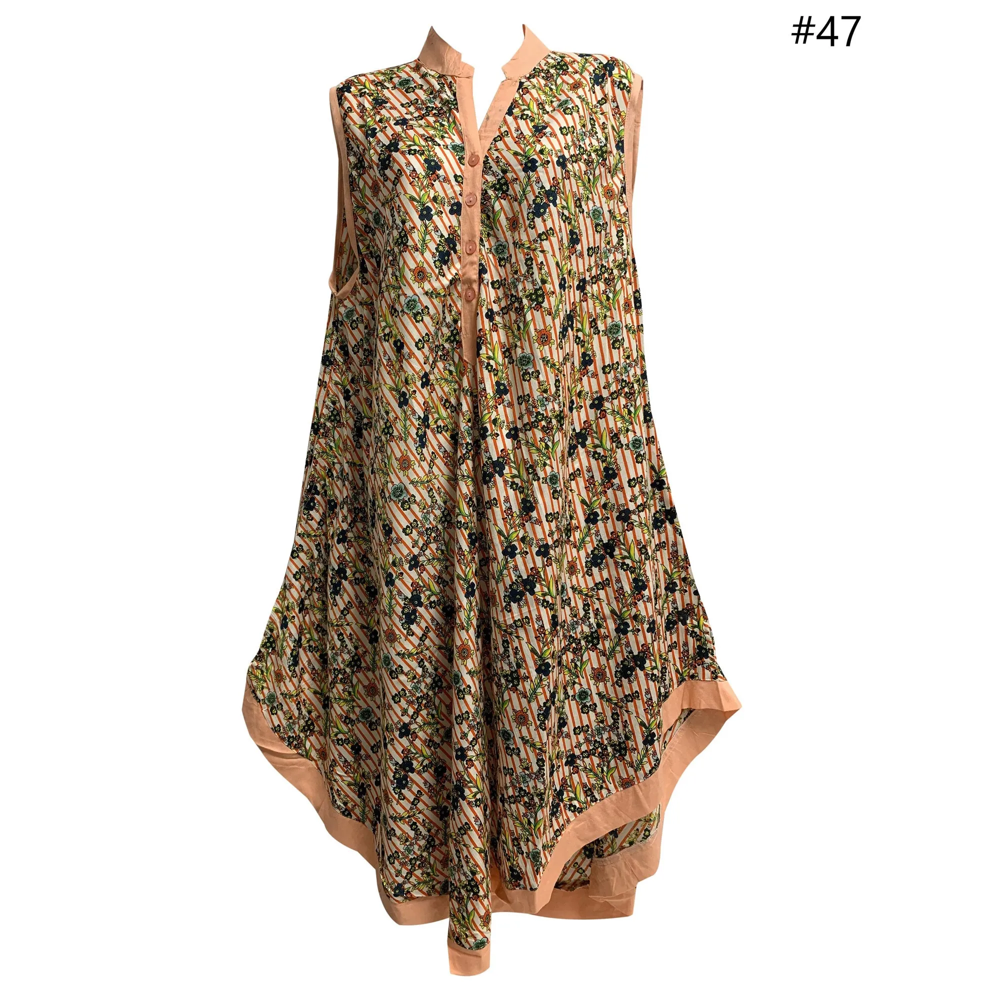 Missy Plus Sleeveless Floral Paisley Printed Collared Loose Summer Casual Dress With Pockets