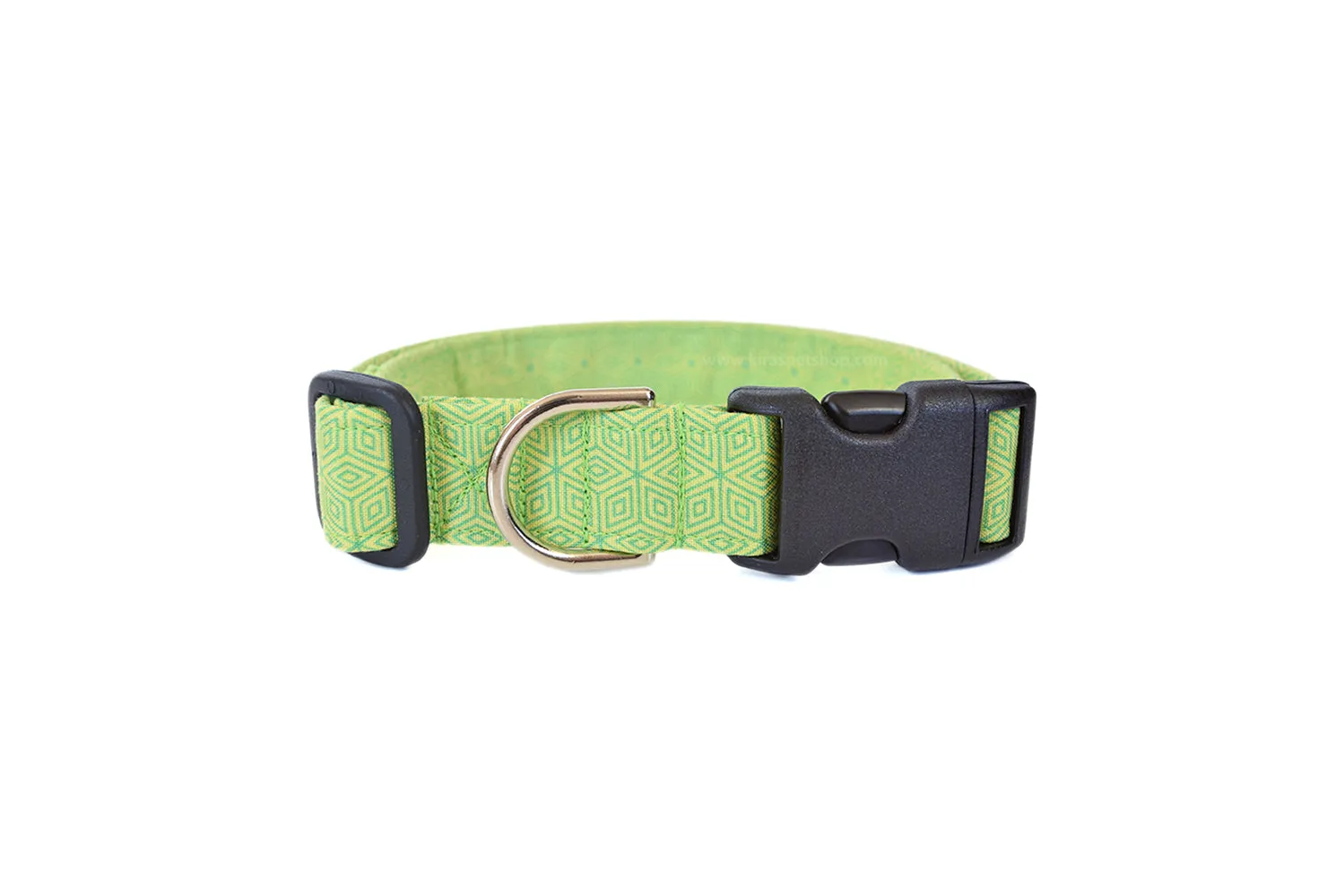 Modern Lime Green Geometric Lines Dog Collar