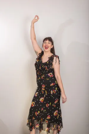 Moschino Cheap & Chic Silk Sheer Floral Dress