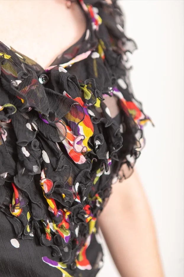 Moschino Cheap & Chic Silk Sheer Floral Dress