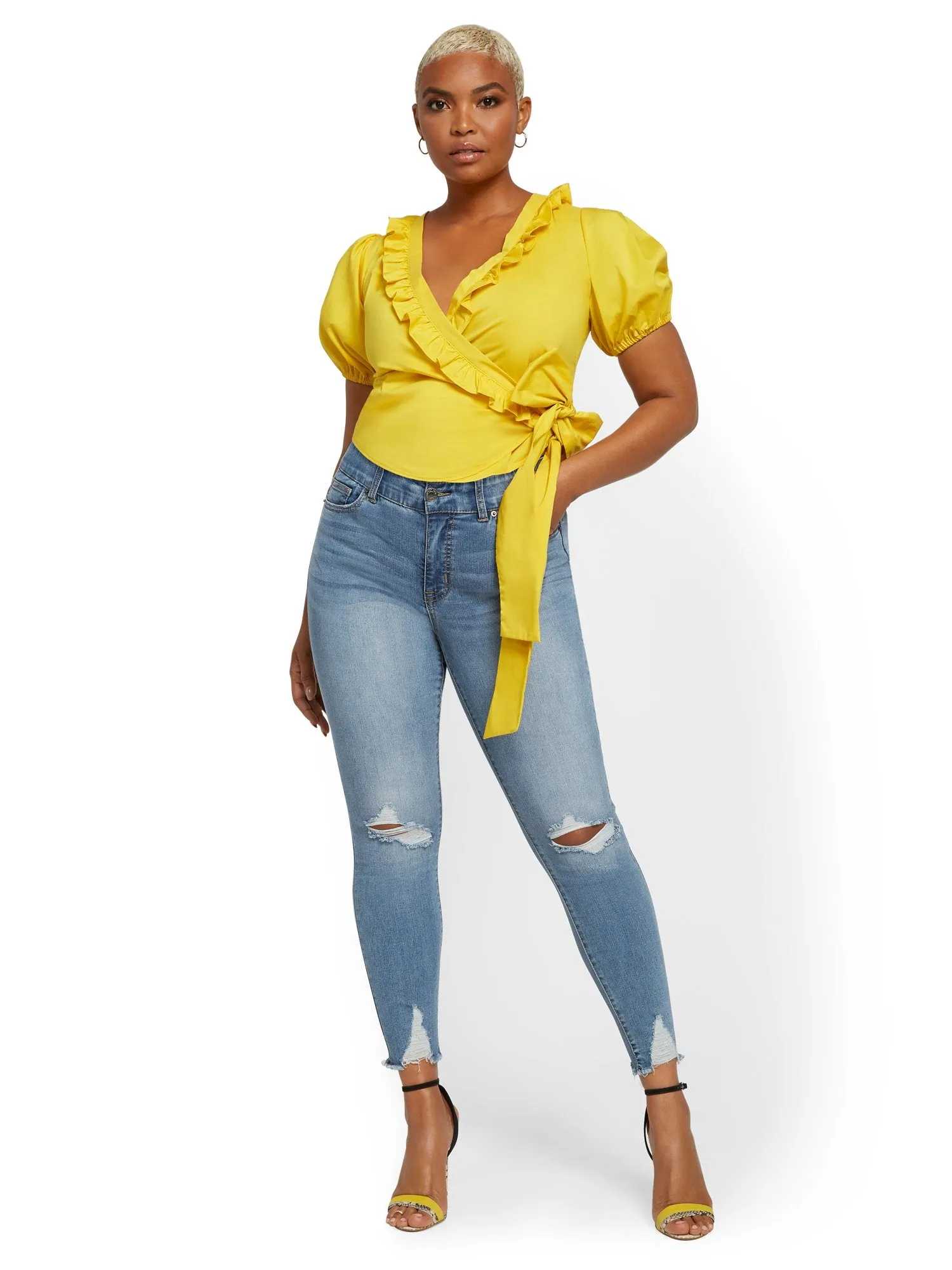 Mya Curvy High-Waisted Sculpting No Gap Super-Skinny Ankle Jeans - Lavish Blue