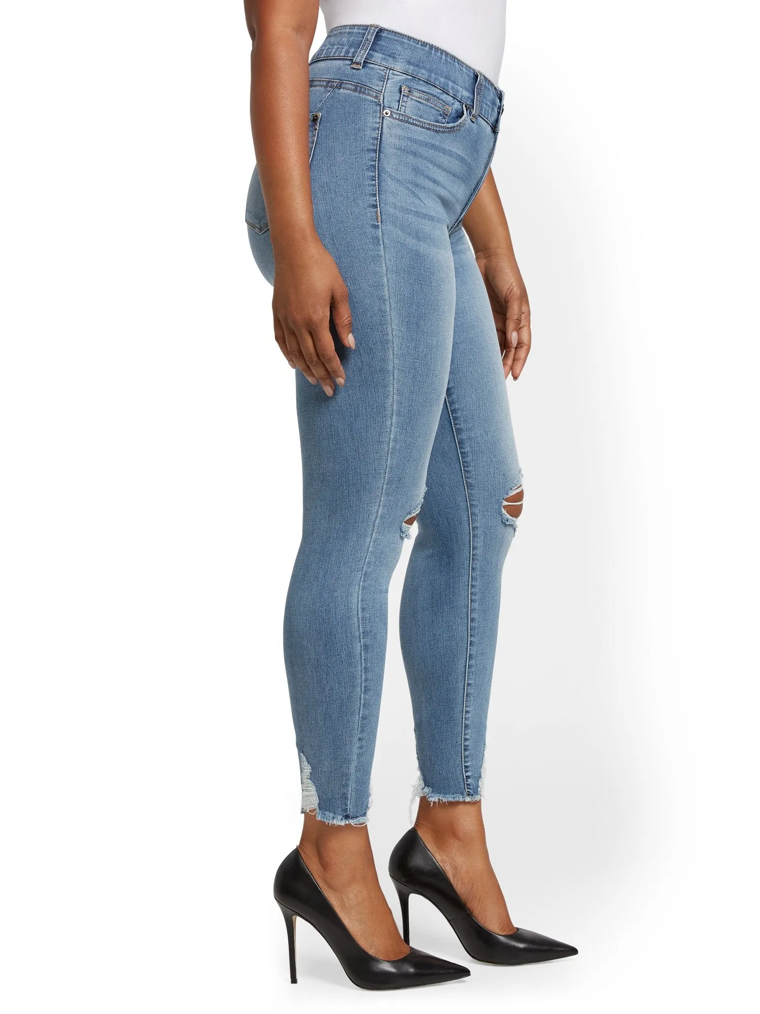 Mya Curvy High-Waisted Sculpting No Gap Super-Skinny Ankle Jeans - Lavish Blue