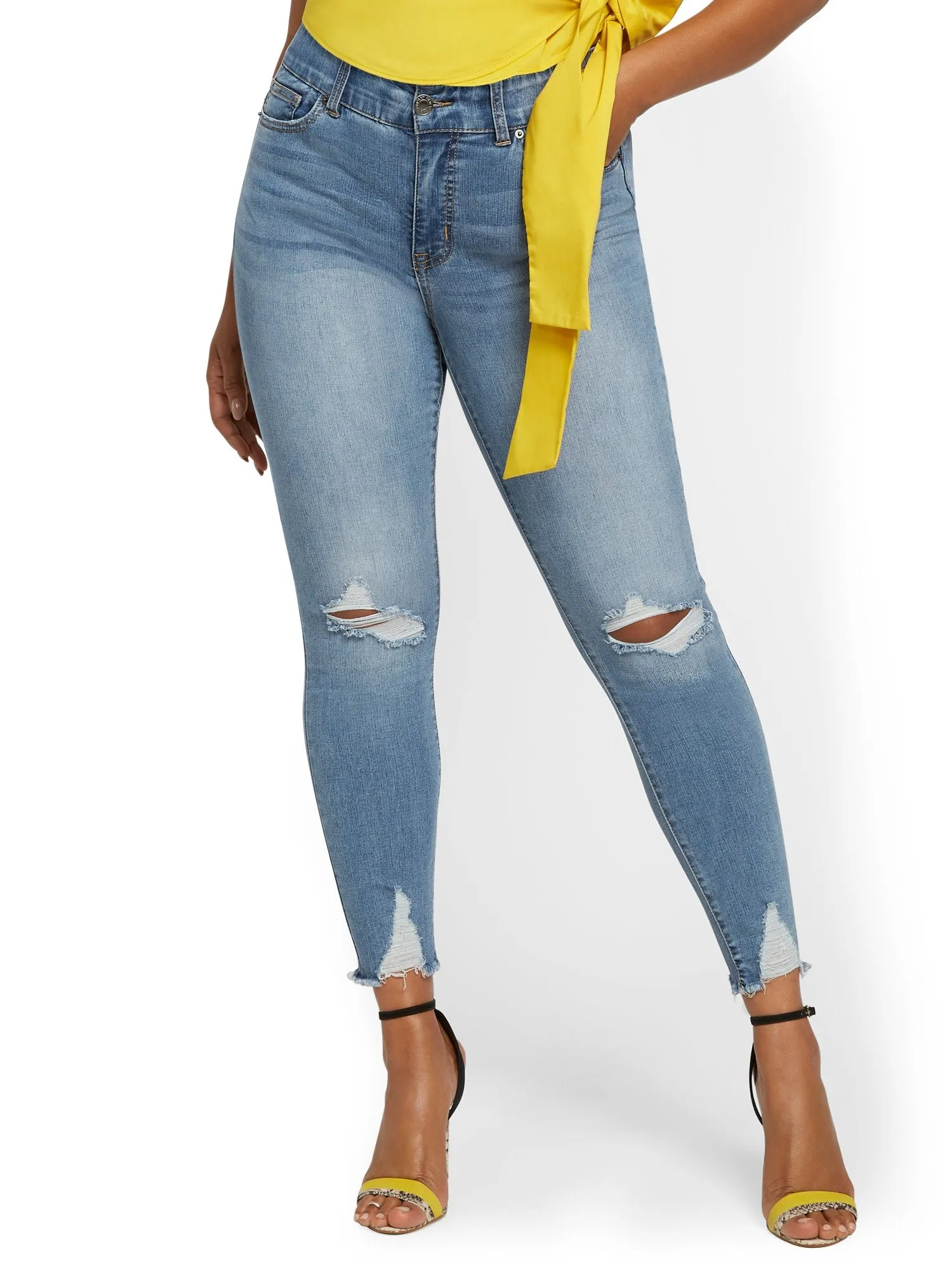 Mya Curvy High-Waisted Sculpting No Gap Super-Skinny Ankle Jeans - Lavish Blue