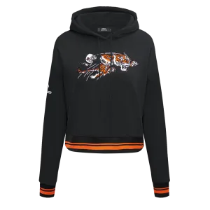 NFL CINCINNATI BENGALS RETRO CLASSIC WOMEN'S RIB CROPPED PO HOODIE (BLACK/ORANGE)