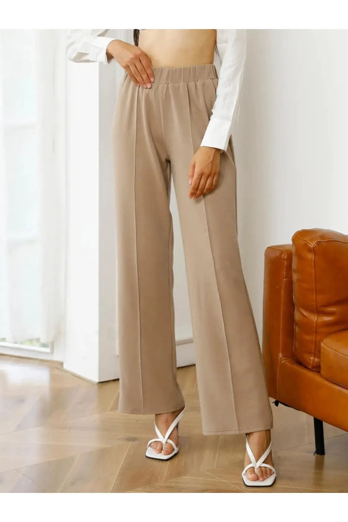 NicholesGifts Women High Waist Straight Pants
